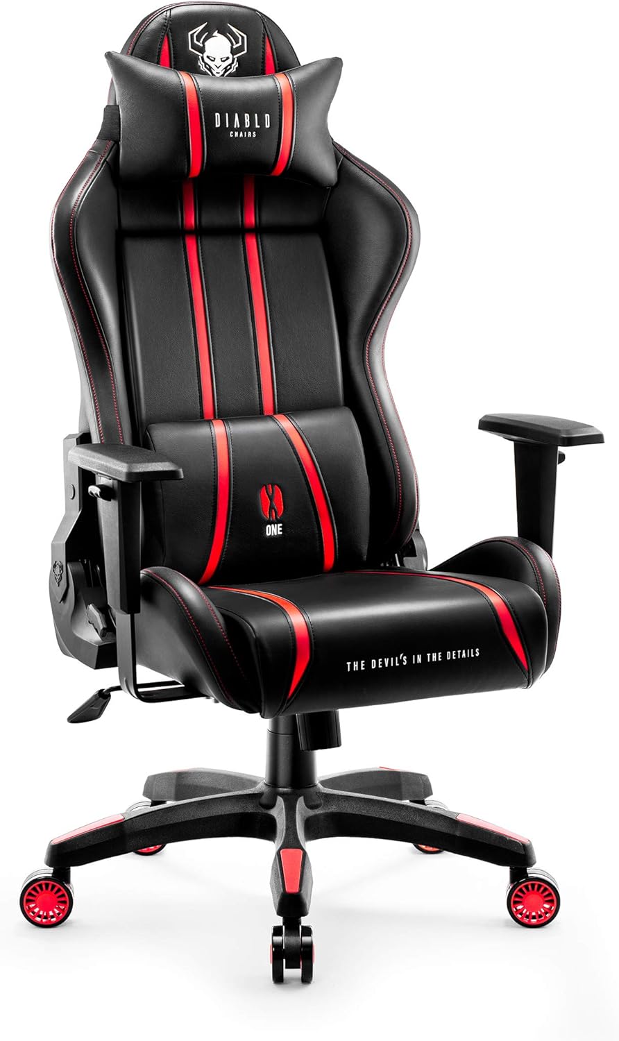 Diablo X-One 2.0 Fotel Gamingowy Krzesło Biurowe Dla Gracza Obrotowy Regulowane Podłokietniki Ekoskóra Ergonomiczny Design Funkcja Bujania Poduszka Pod Kark i Lędźwie (Candy Rose, Normal)