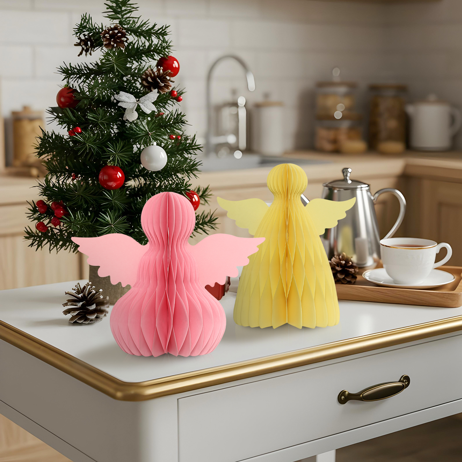 Cute Angel Paper Honeycomb Christmas Ornaments