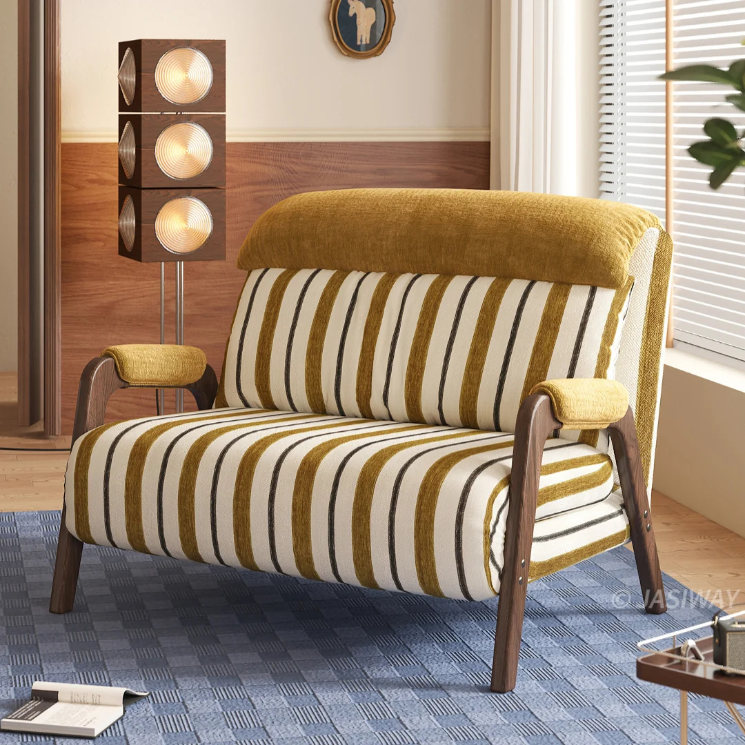 NÓVORA CASA mediados siglo a rayas transformable cama sillón cama con Madera maciza brazos| 3-en-1 plegable Sillón descanso para pequeño espacios & visitas uso