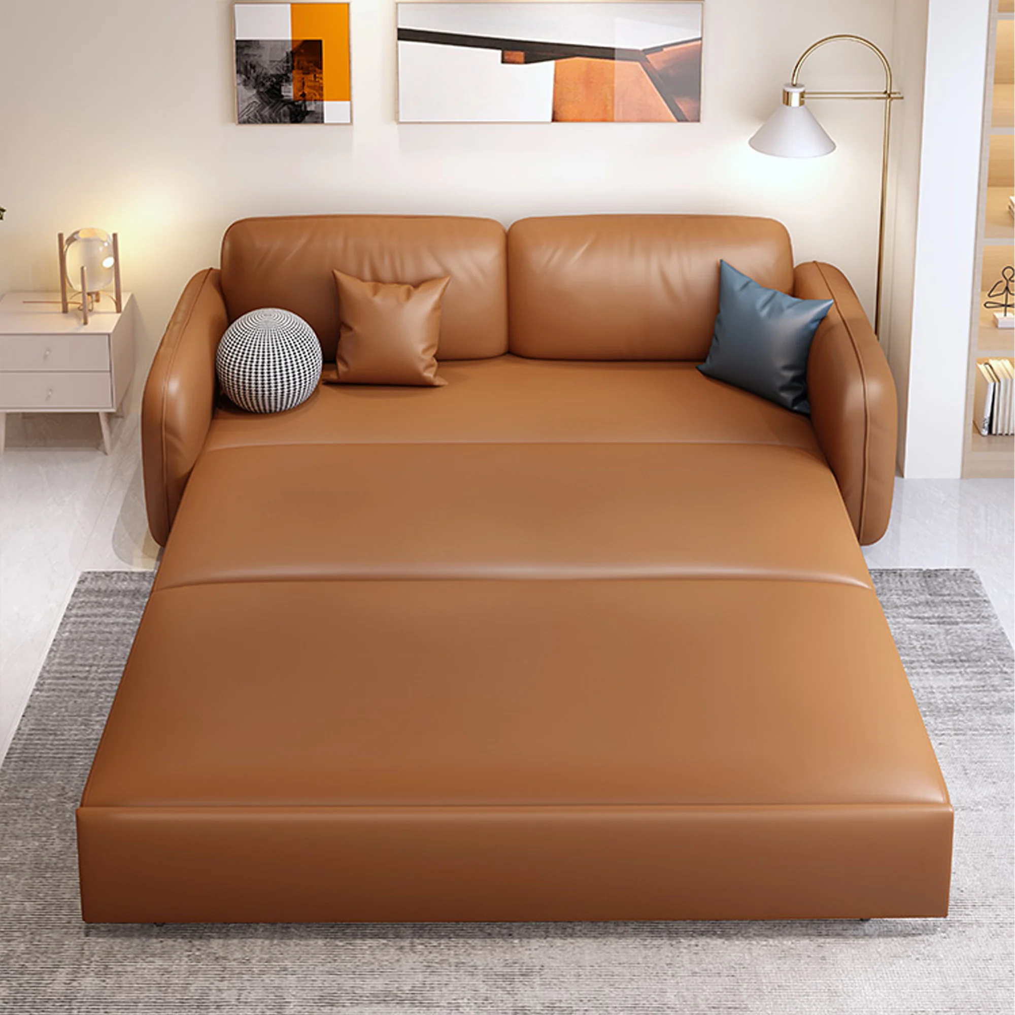 NÓVORA CASA 62.2'' Piel sintética transformable Sofá cama con Almacenamiento