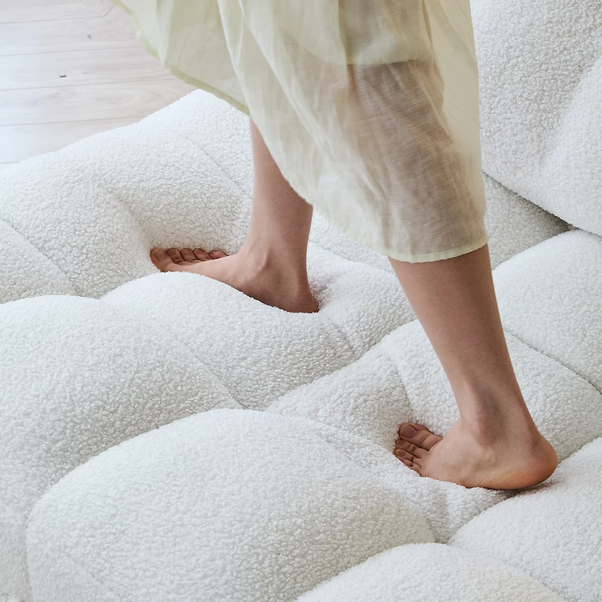 NÓVORA CASA peluche borrega descanso Sofá cama– Crema Blanco extraíble extraíble cama para pequeño espacios