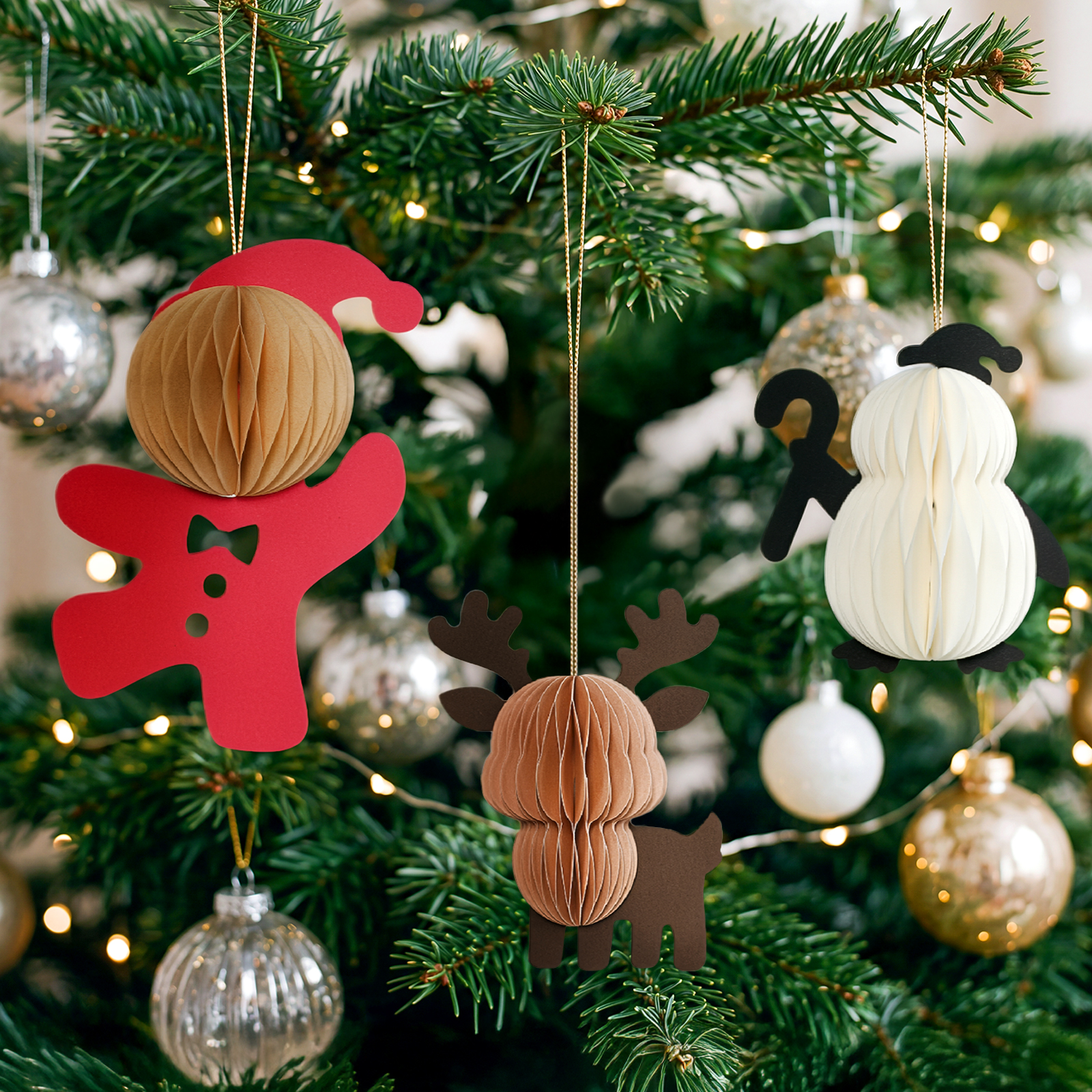 Printed Christmas Tree Honeycomb Paper Ornament (CS-220)