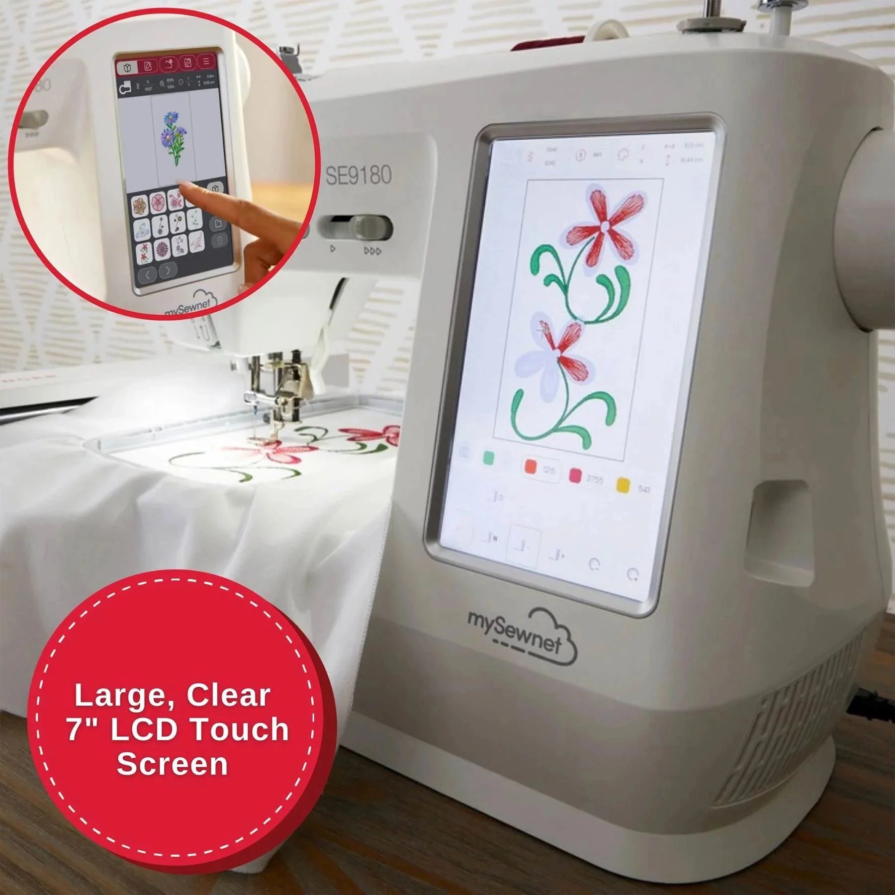 SINGER® SE9180 Sewing & Embroidery Machine & Hoops Bundle