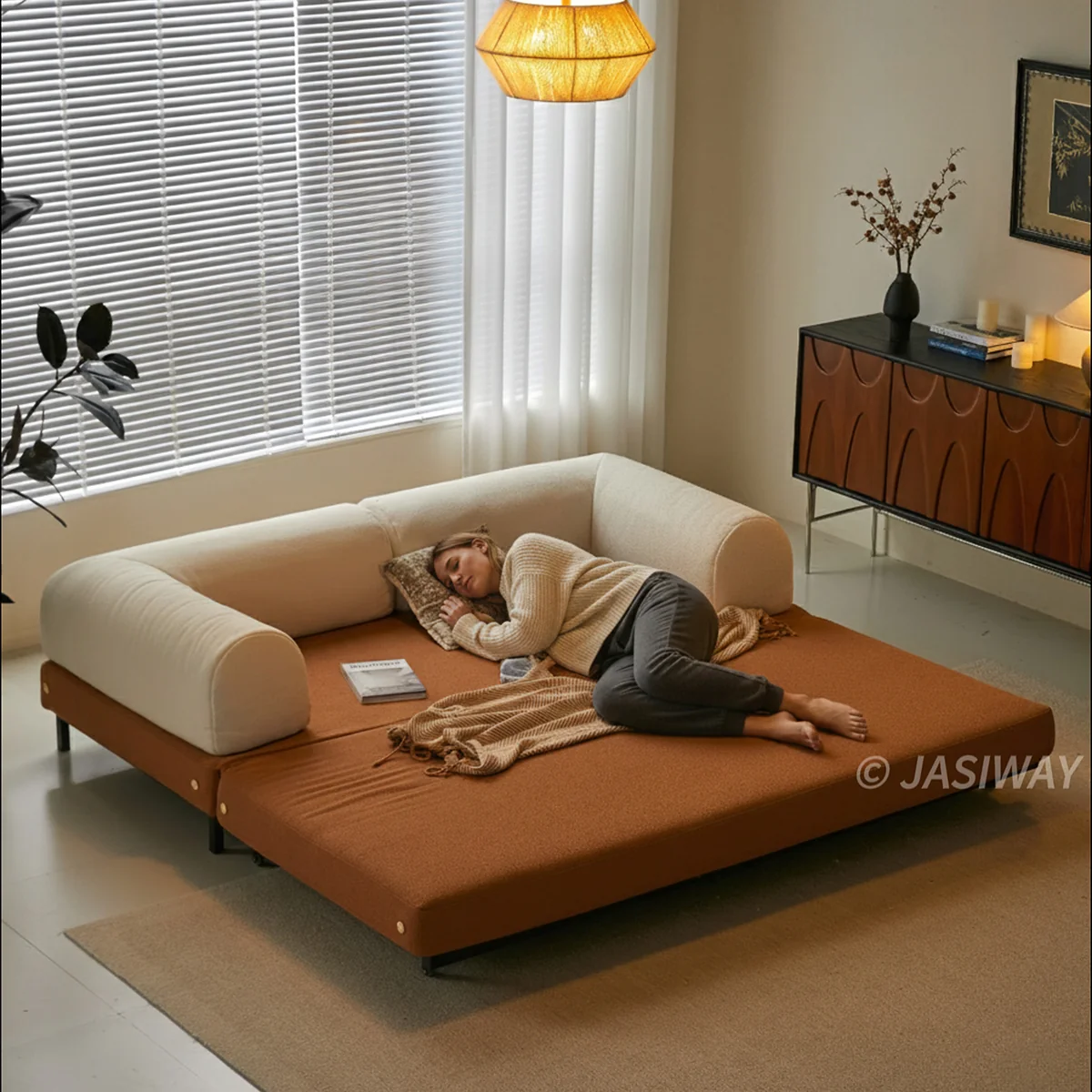 NÓVORA CASA modulable Sofá cama & Sofá cama| transformable diseño en Bouclé, Chenilla o pana tapizado