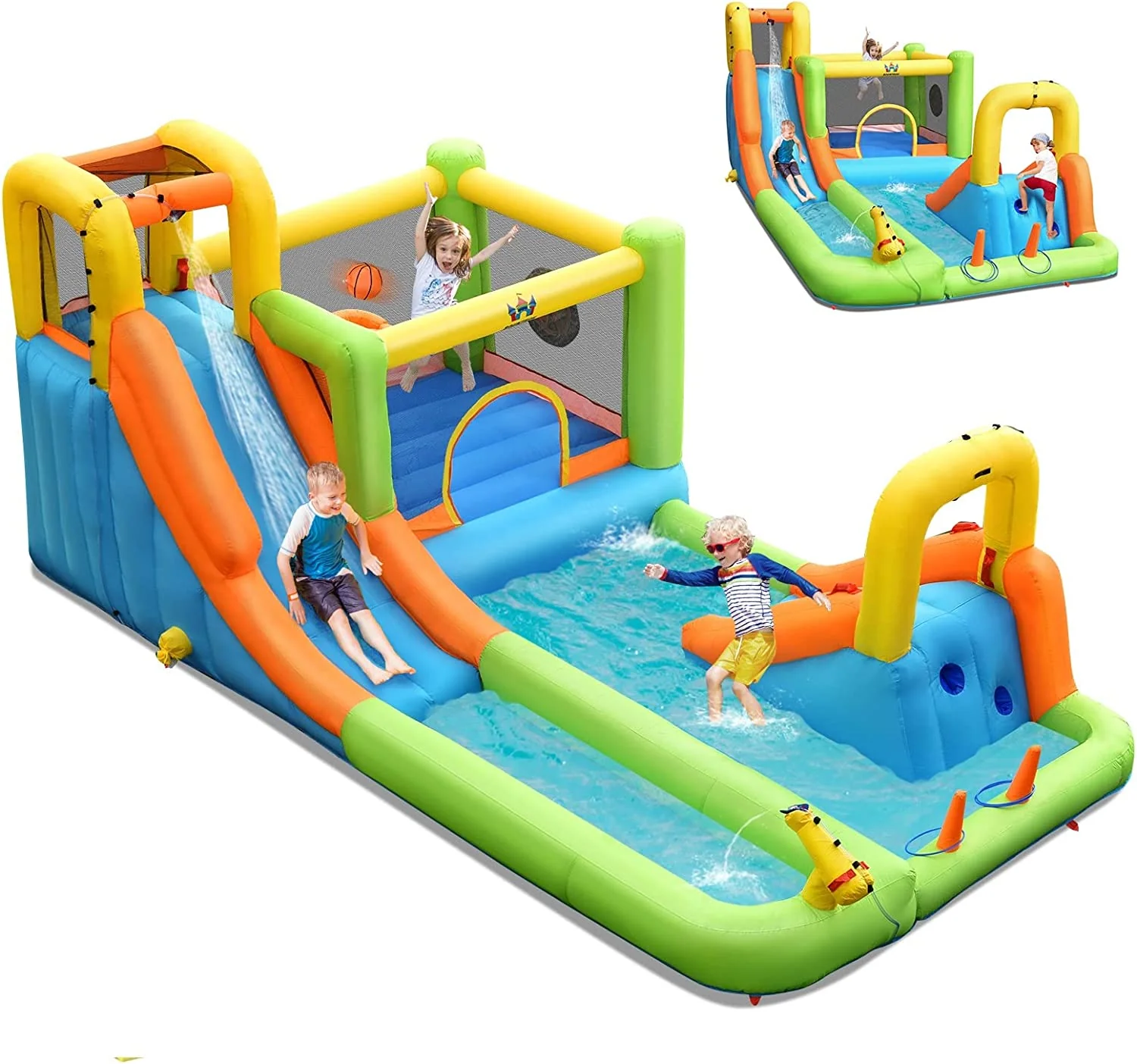 BOUNTECH Inflatable Water Slide, 20.5x11FT Mega Waterslide Park Bounce House for Outdoor Fun w/Long Slide