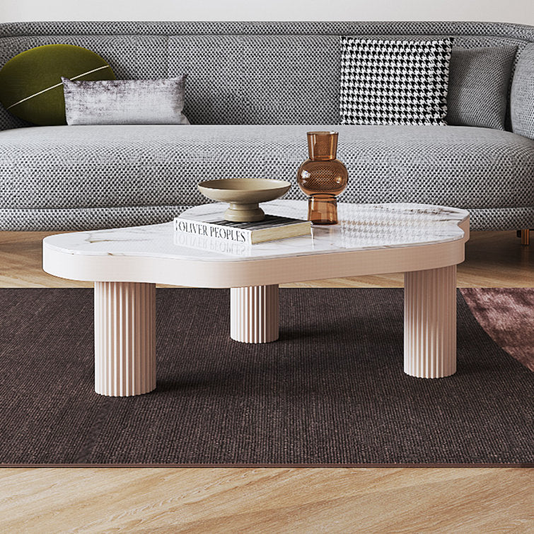 NÓVORA CASA Blanco Piedra sinterizada Mesa de centro interior té mesa con 3 patas