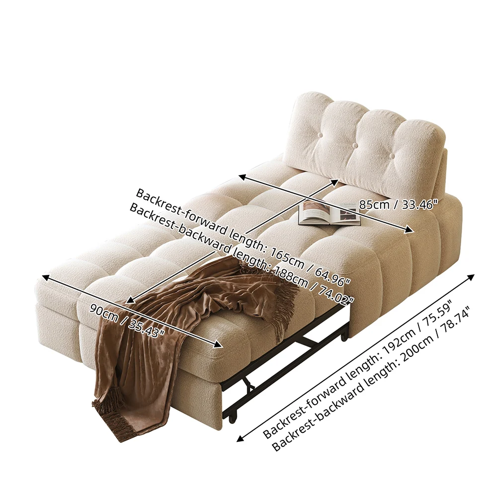 NÓVORA CASA peluche borrega descanso Sofá cama– Crema Blanco extraíble extraíble cama para pequeño espacios