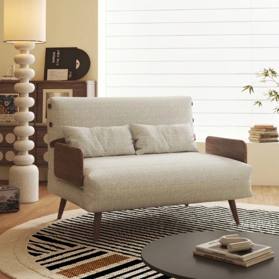 NÓVORA CASA transformable Sillón descanso cama con doble Tone Bouclé tweed tapizado & Ajustable respaldo