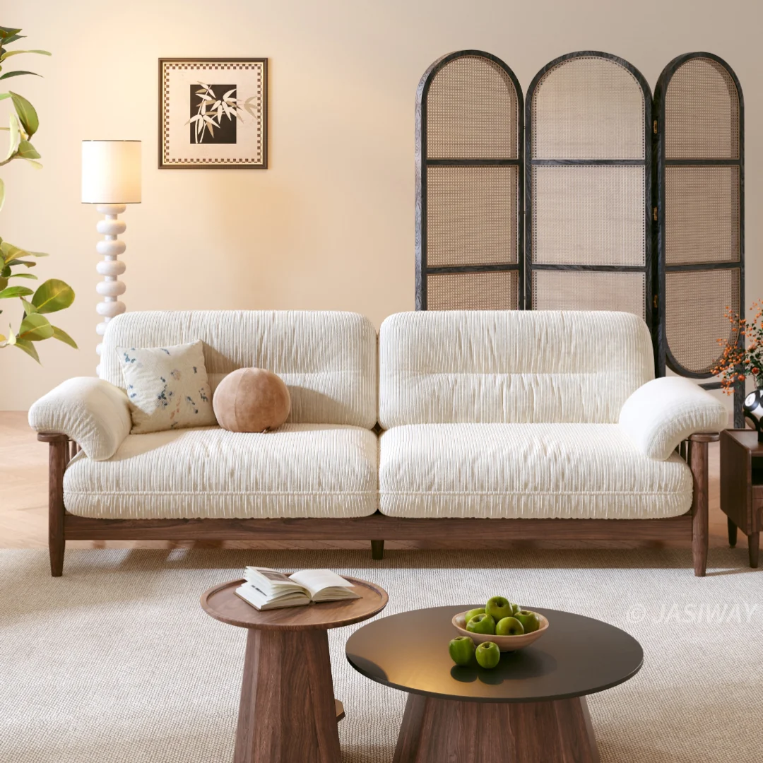 JASIWAY Madera maciza estructura sofá con Desmontable lavable funda| Moderno Tapizado sofá para Sala