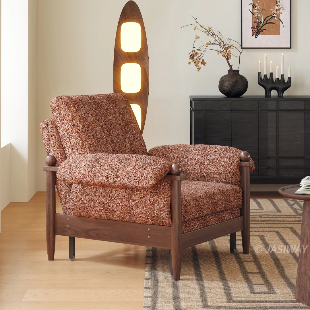 NÓVORA CASA transformable cama sillón| 3-en-1 Chenilla MCM plegable Sillón decorativo & Reclinable descanso cama con madera brazos