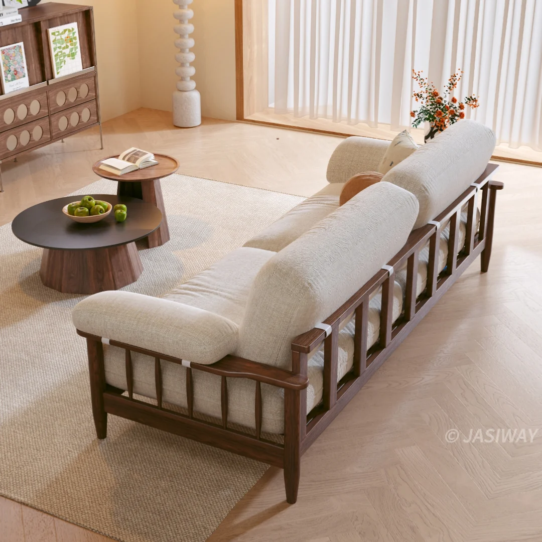 JASIWAY Madera maciza estructura sofá con Desmontable lavable funda| Moderno Tapizado sofá para Sala