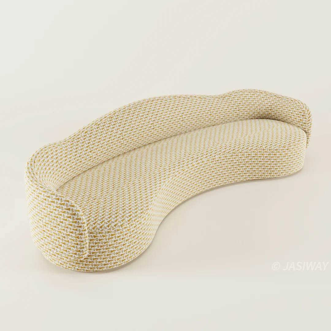 RINGCHEN De lujo Curvo texturizado tejido sofá| escultórico serpentino nube sofá en avena para orgánico Moderno sala habitaciones & de diseñador interiores