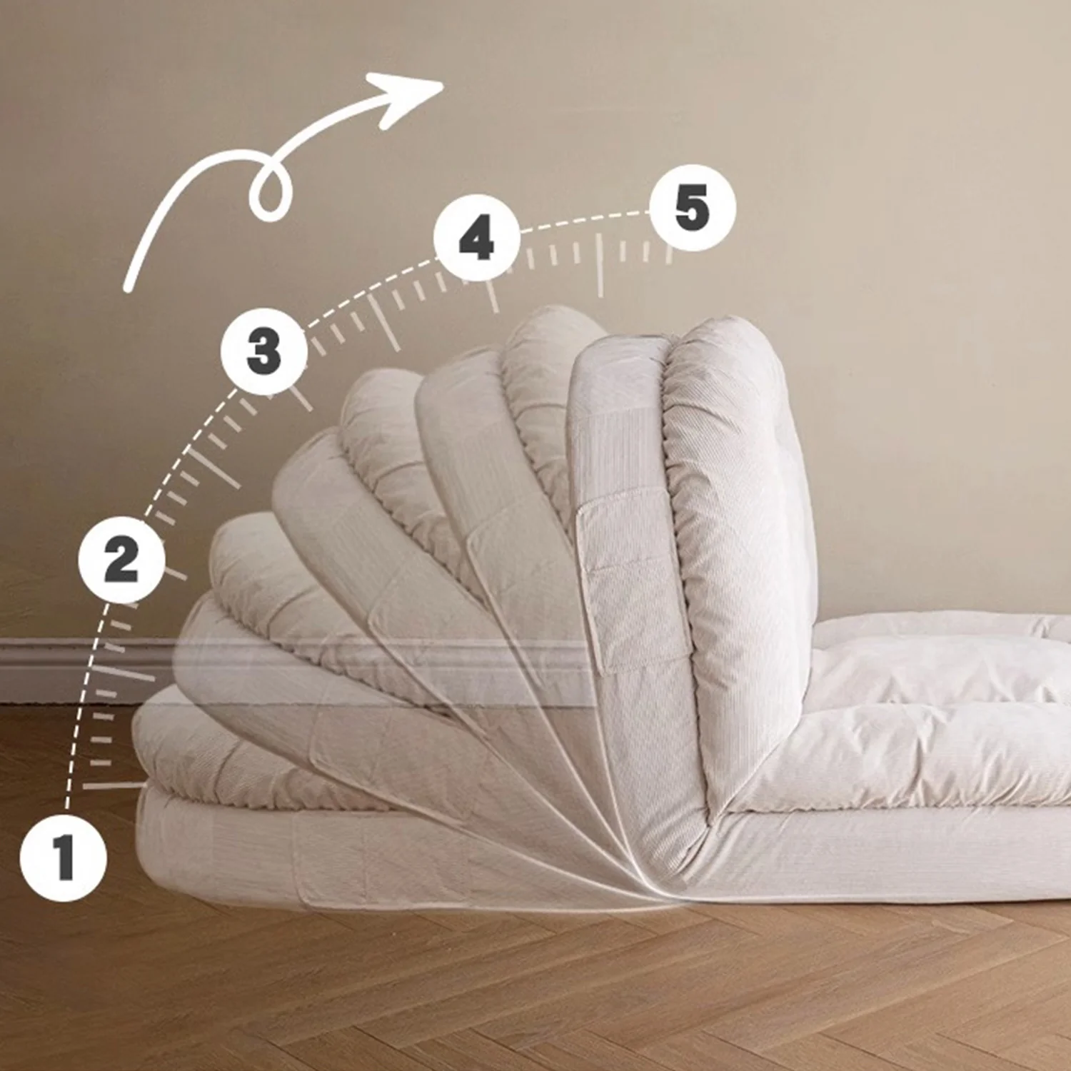 NÓVORA CASA transformable Sofá cama descanso sofá Beige peluche terciopelo