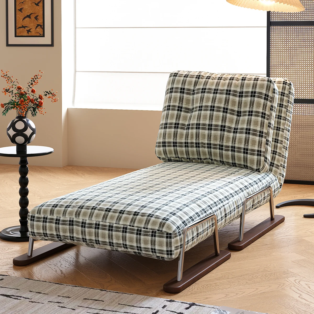 NÓVORA CASA a cuadros Sofá cama– 4-en-1 transformable plegable sillón cama para pequeño espacios