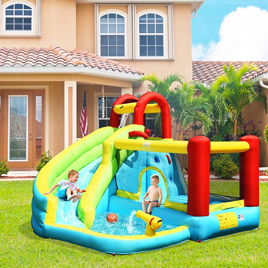 BOUNTECH Inflatable Water Slide, Bounce House Water Slide for Kids Outdoor Fun