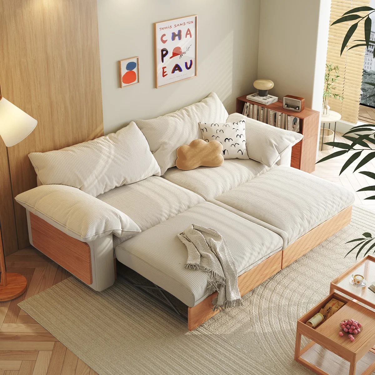 NÓVORA CASA Japandi extraíble extraíble Sofá cama con tres tela opciones disponible