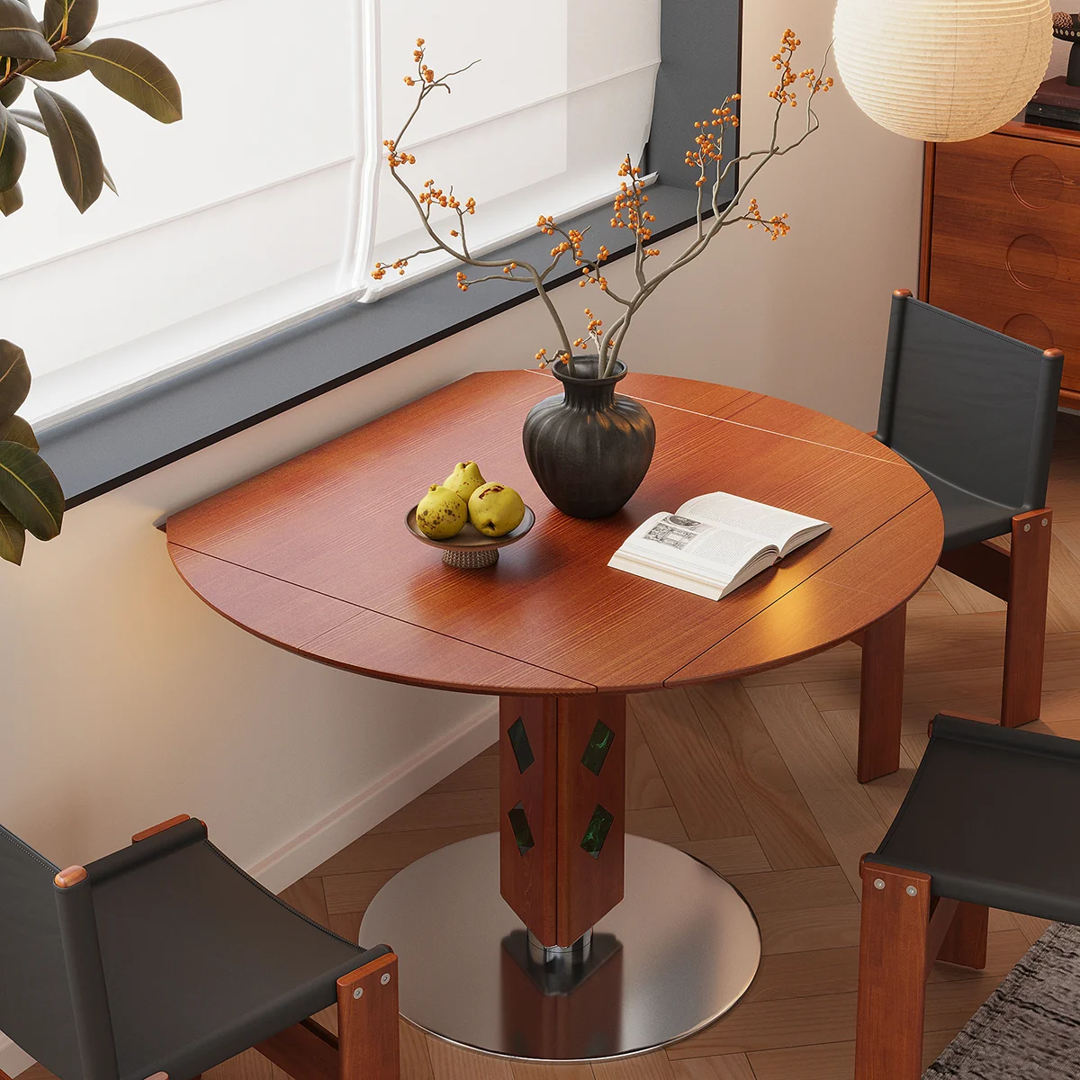 NÓVORA CASA francés Vintage Redondo Plegable Mesa de comedor