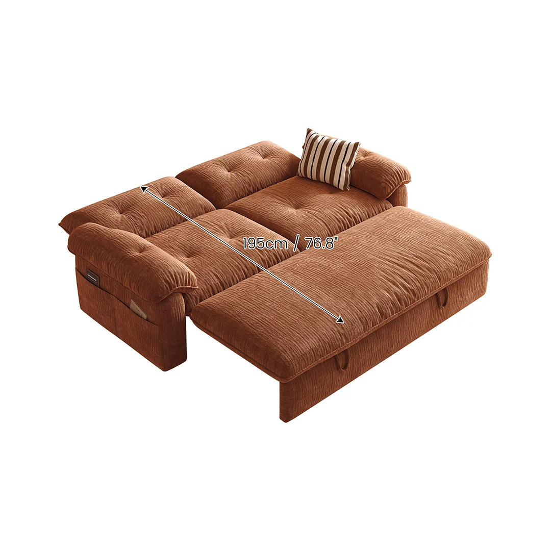 NÓVORA CASA Chenilla Sofá cama– transformable plegable sofá de dos plazas con extraíble extraíble cama para pequeño espacios