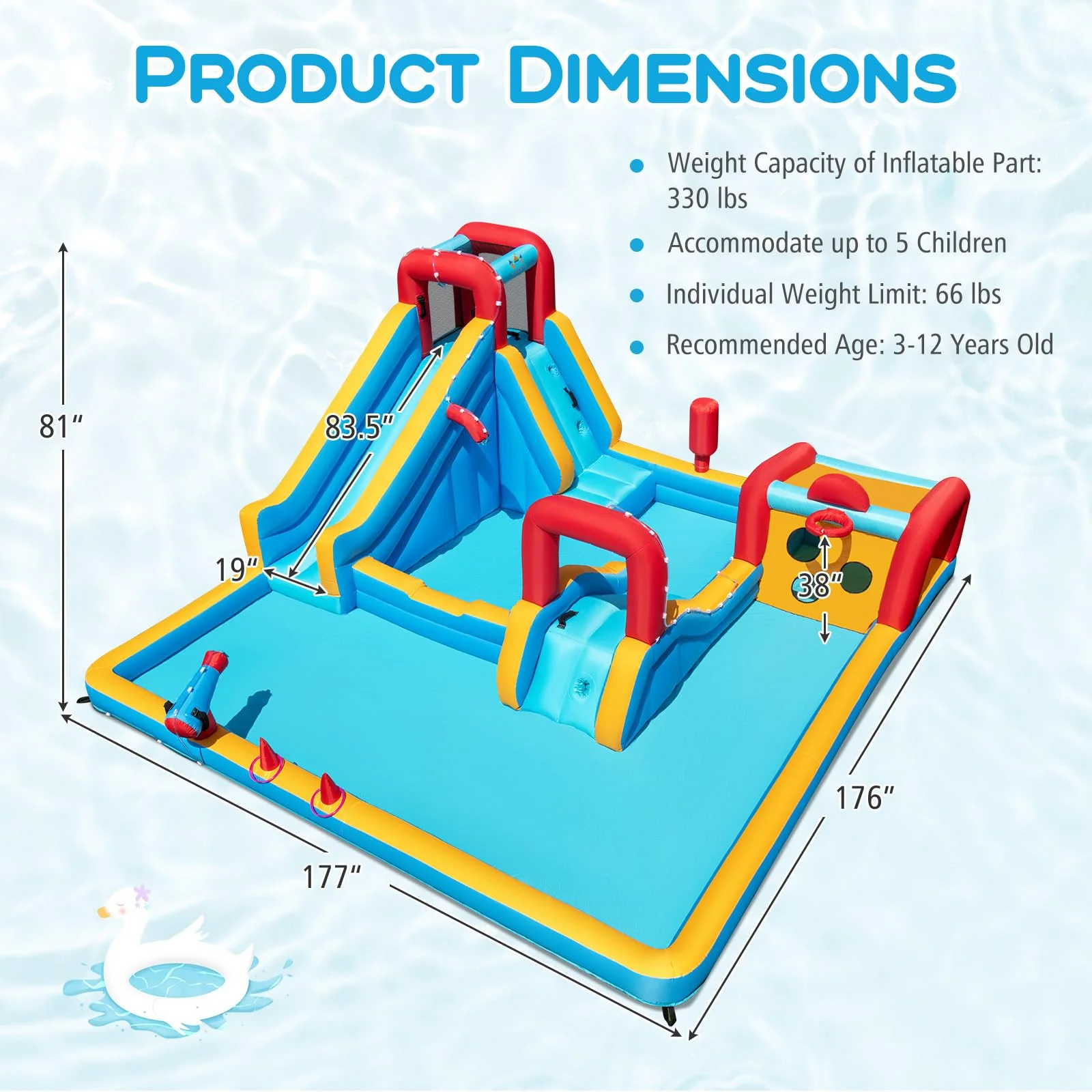 BOUNTECH Inflatable Water Slide Park 9-in-1 Giant Water Bounce House