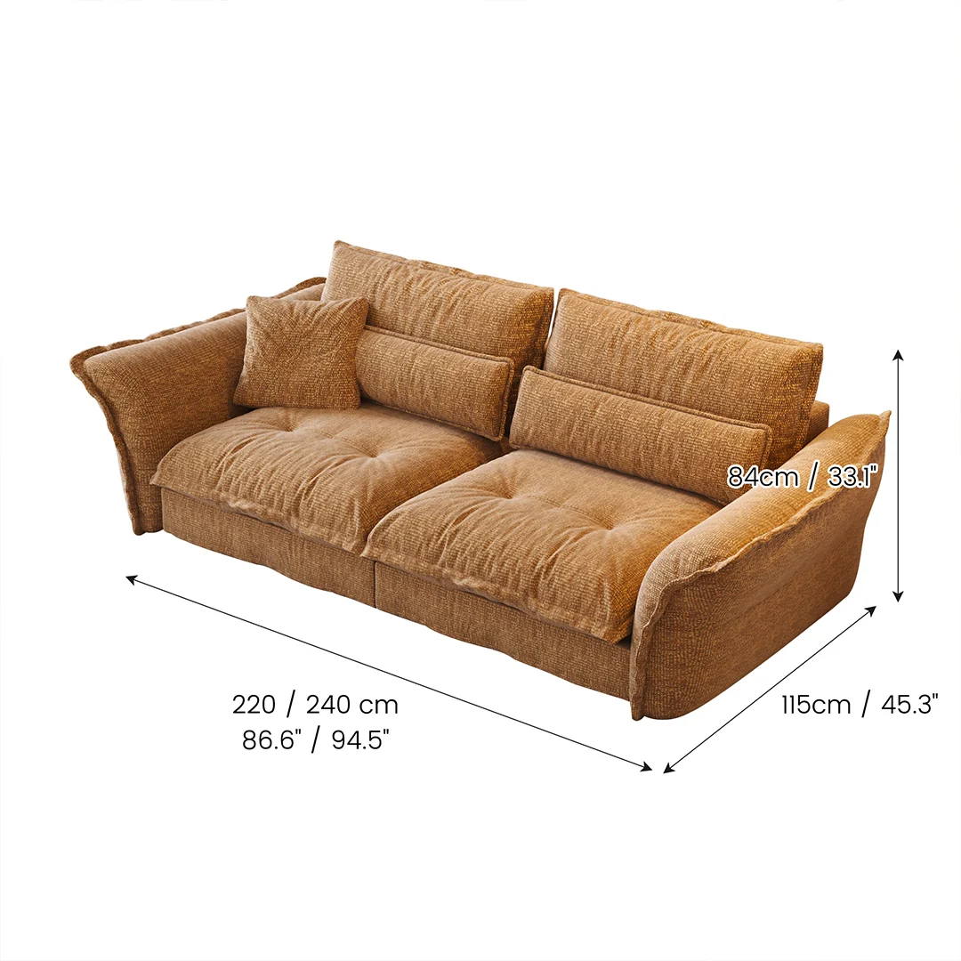 JASIWAY tela sofá con Ajustable reposacabezas| profundo asiento cómodo sofá para Sala, Minimalista Japandi estilo 3-plazas sofá