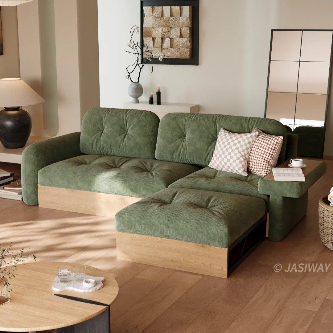 NÓVORA CASA Almacenamiento seccional sofá con Mesa auxiliar reposabrazos| L con forma sofá con elevable superior Almacenamiento, cajón o diván opciones, Moderno madera estructura Sala sofá