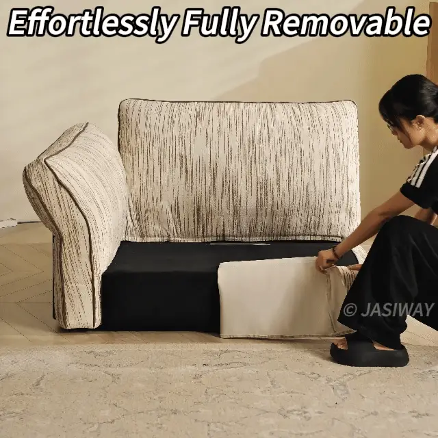 NÓVORA CASA Japandi Crema tela sofá con completamente Desmontable & lavable fundas