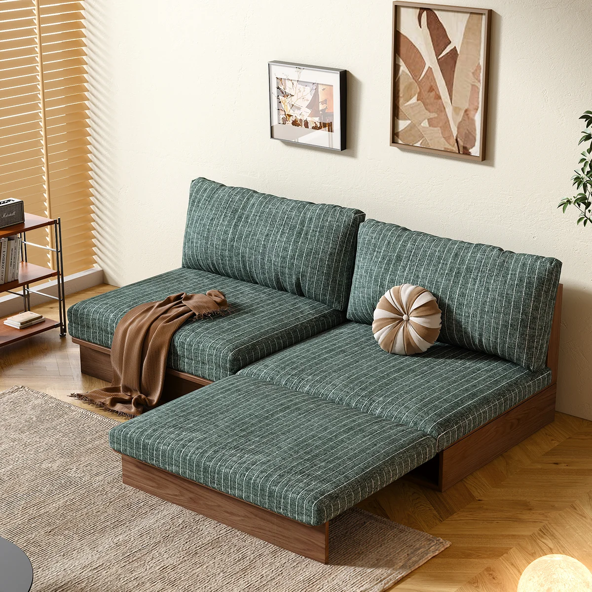 NÓVORA CASA 100% Madera maciza estructura modulable Sofá cama– flexible tamaño & DIY configuraciones