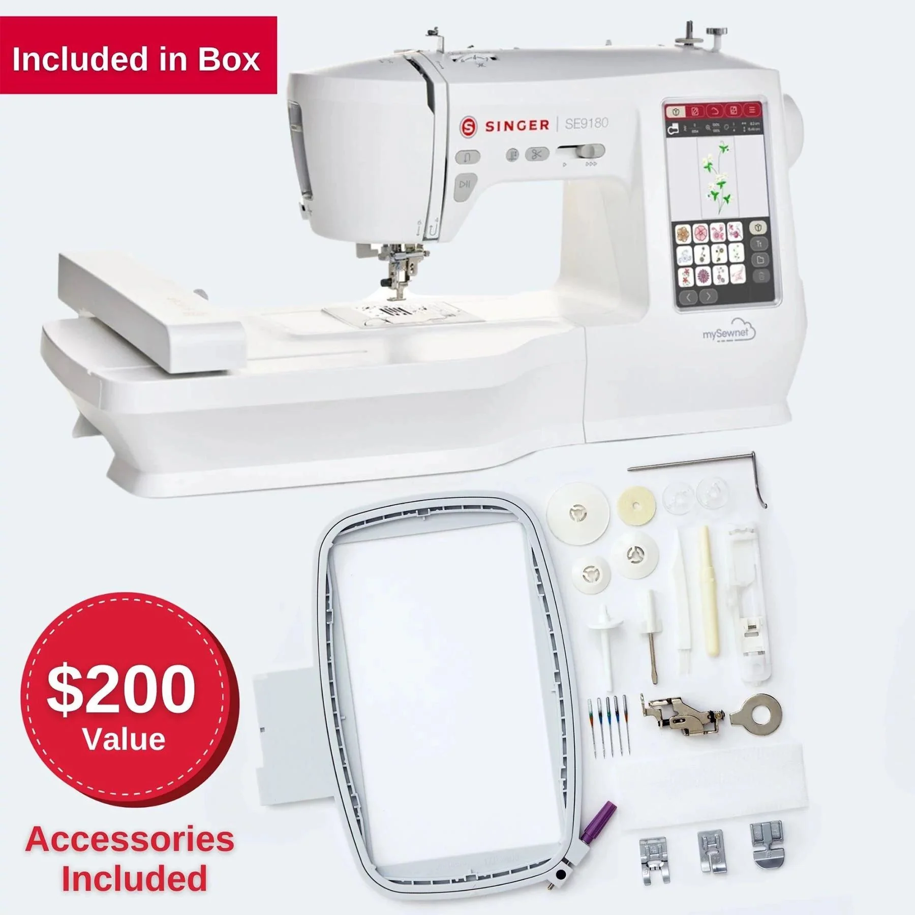 SINGER® SE9180 Sewing & Embroidery Machine & Extension Table Bundle