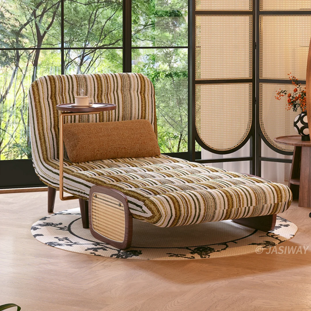NÓVORA CASA mediados siglo Moderno cama Sillón decorativo con ratán brazos & Mesa auxiliar