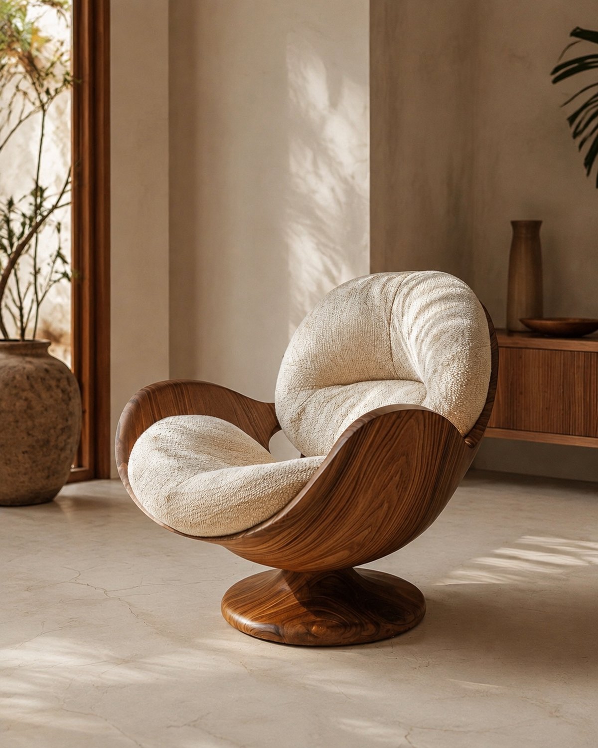 NogalAura™ | Sillón giratorio y sofá doble de nogal