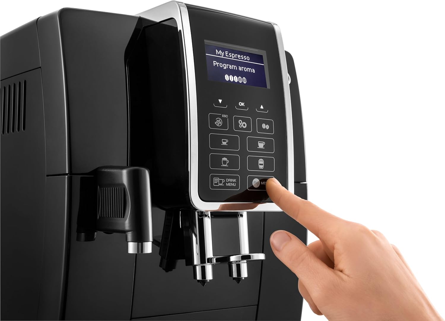 De’Longhi Dinamica ECAM 350.55.B Automatyczny Ekspres do Kawy, Tworzywo Sztuczne, 1450 W, 1,8 L, Czarny