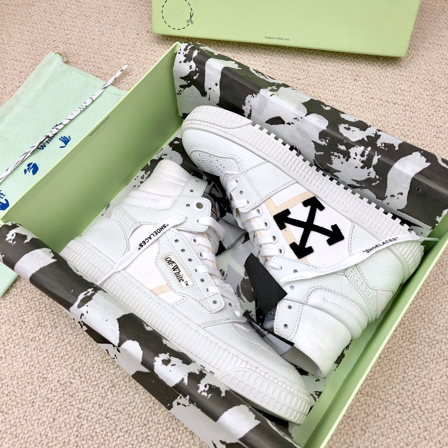 OFF White 2025ss Office Calf Leather Sneaker Size 36-45
