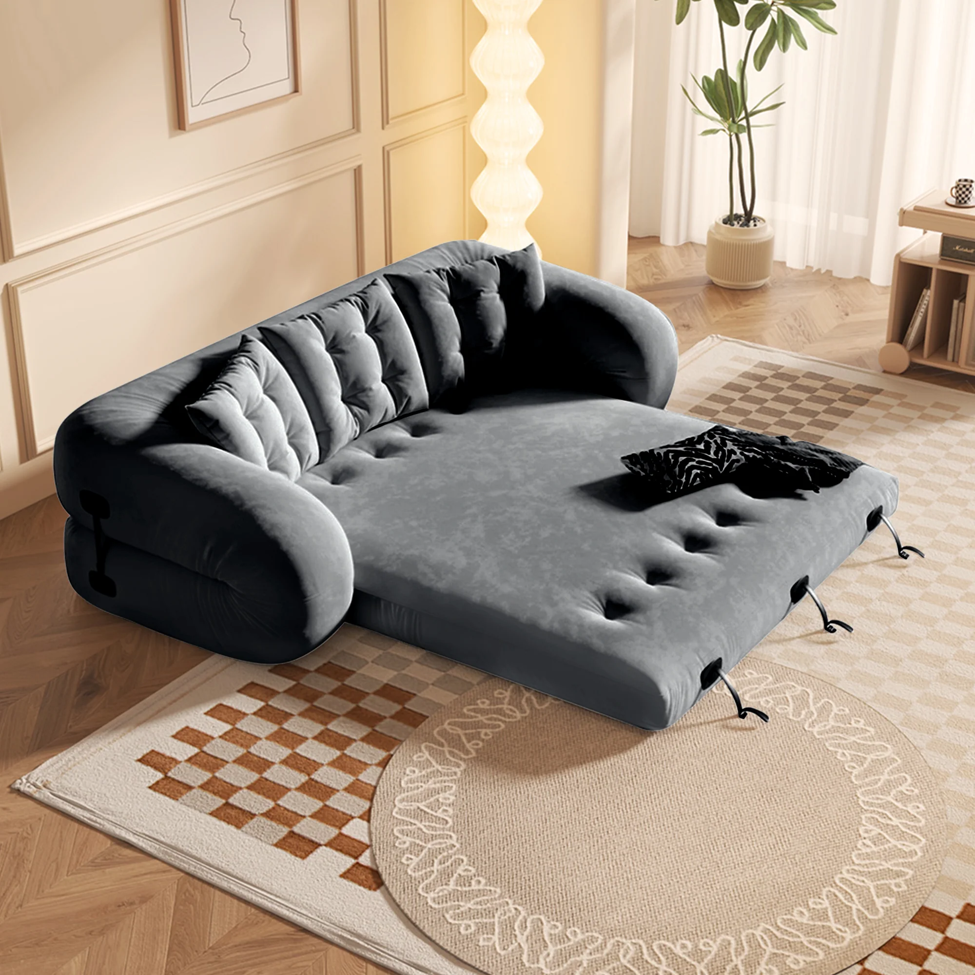 NÓVORA CASA puf saco estilo mascotas amigable plegable piso terciopelo Sofá cama