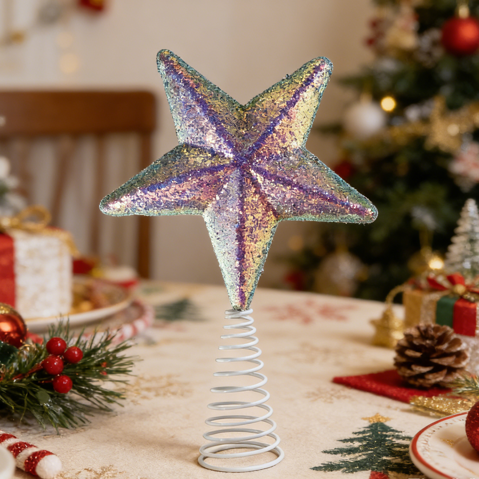 Glitter Christmas Tree Topper Star Decoration