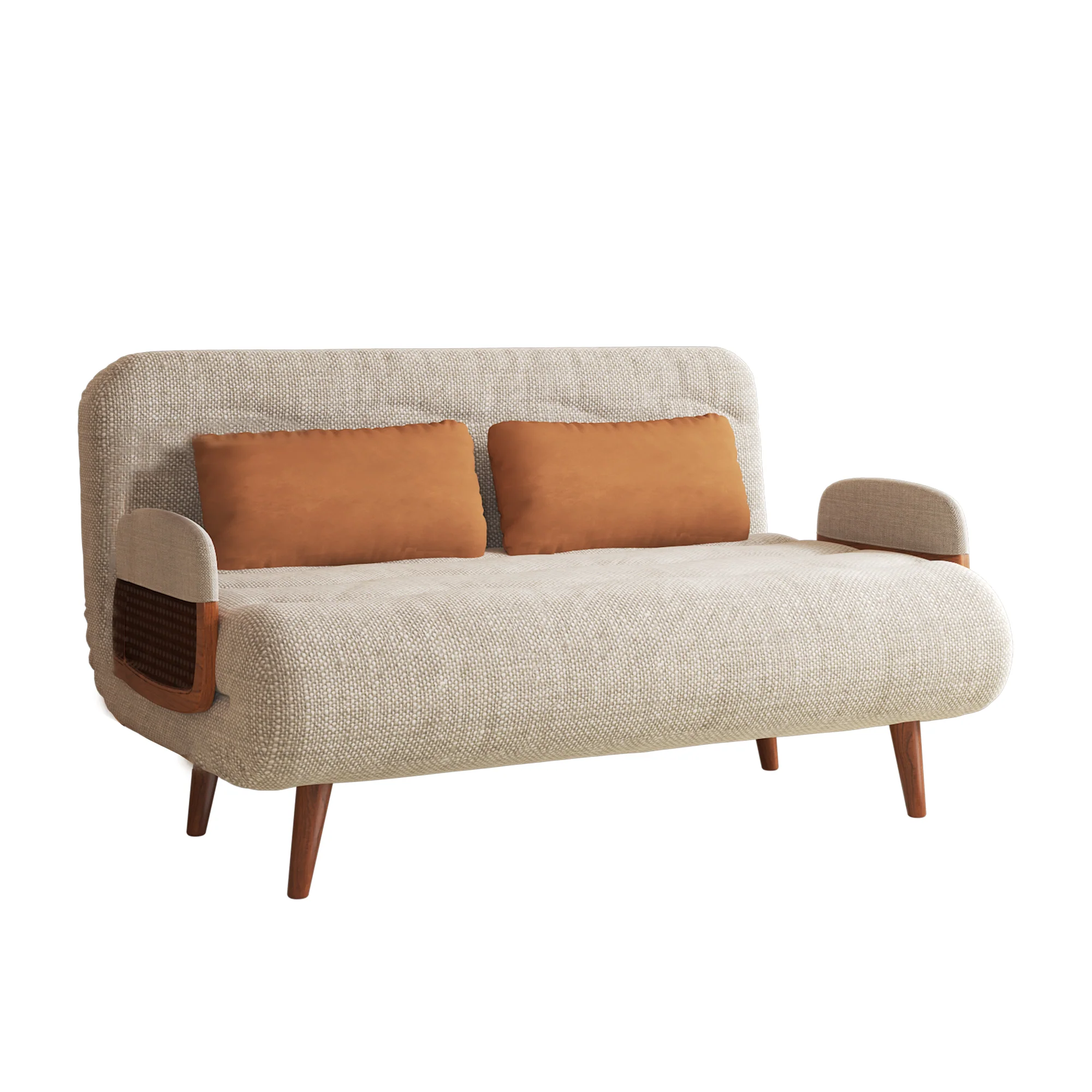 NÓVORA CASA 3-en-1 Beige plegable Sofá cama algodón & lino transformable sofá