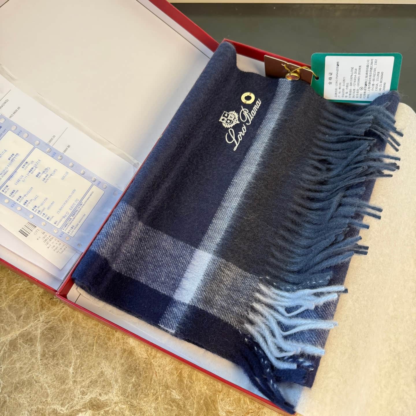 Loro Piana cashmere plaid scarf