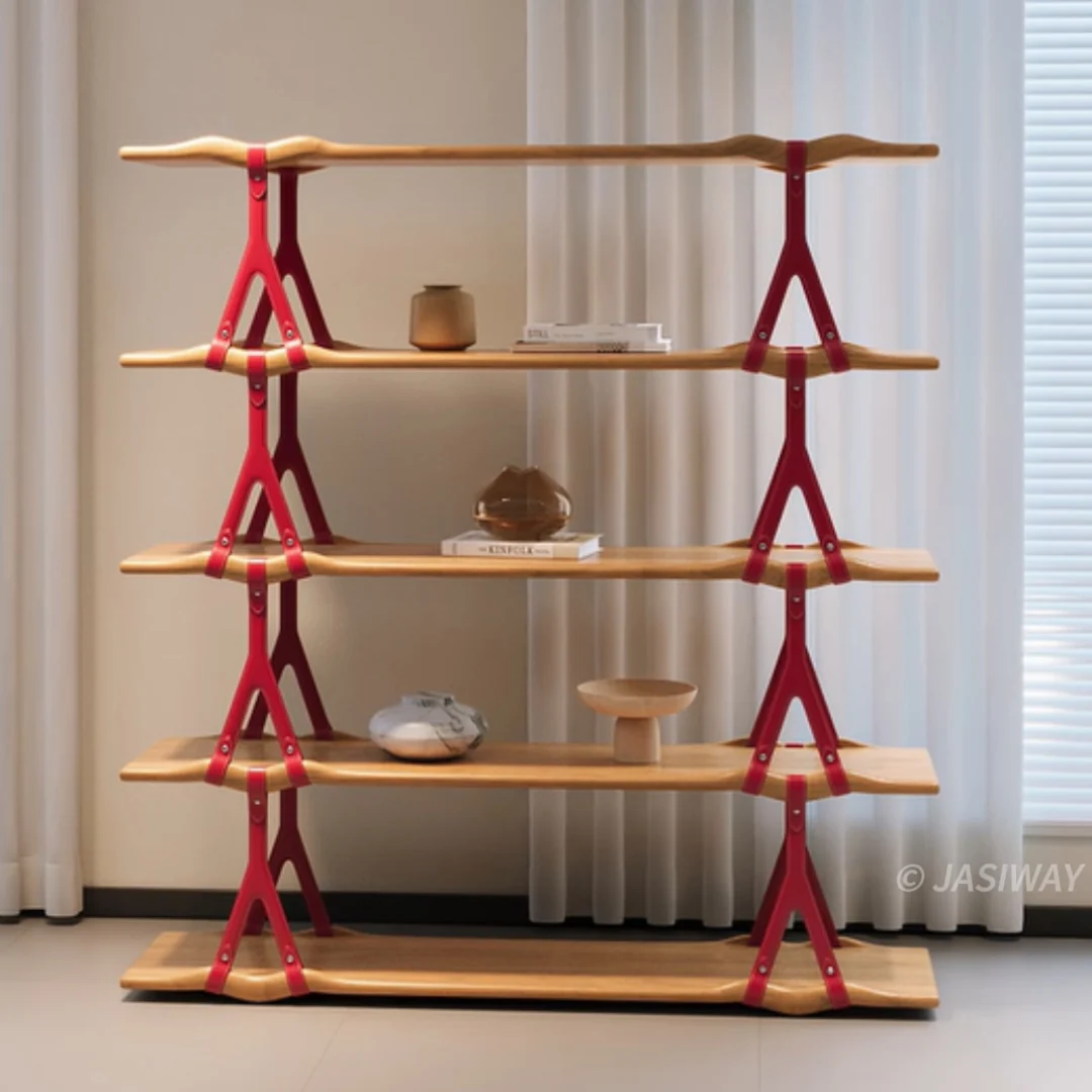 RINGCHEN de diseñador Madera maciza Estantería con abierto estantería| escultórico exhibición repisa para Sala & interior estilo