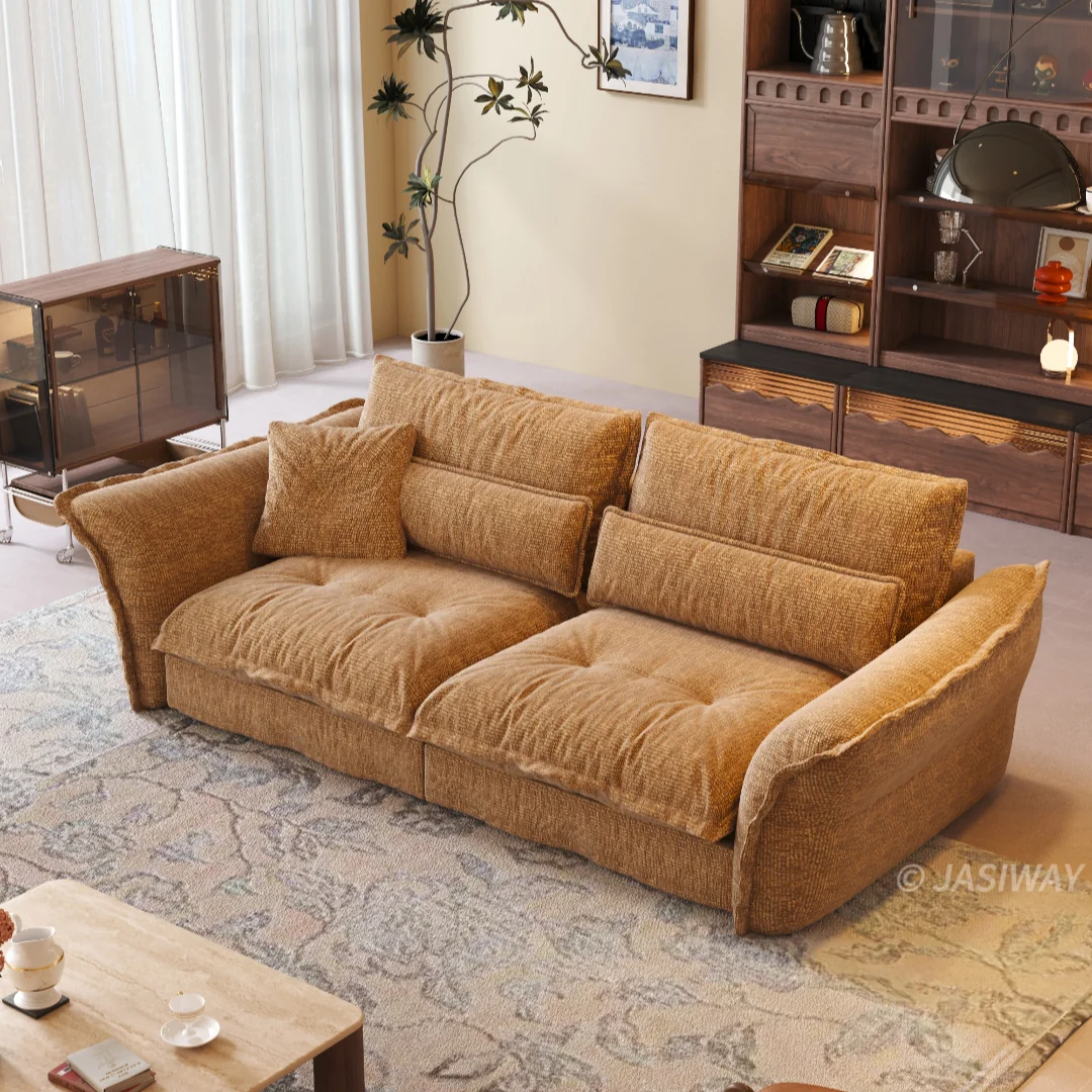 JASIWAY tela sofá con Ajustable reposacabezas| profundo asiento cómodo sofá para Sala, Minimalista Japandi estilo 3-plazas sofá