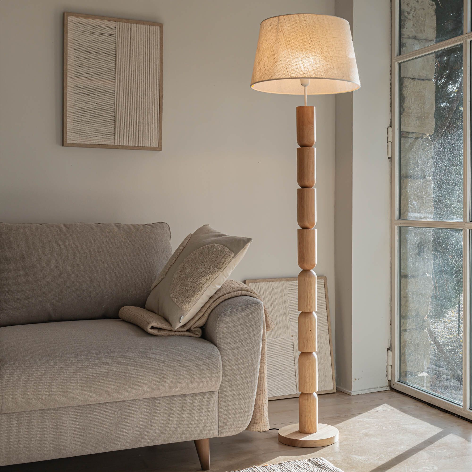 TRIX - Abat-jour tambour en jute D45cm - blanc écru