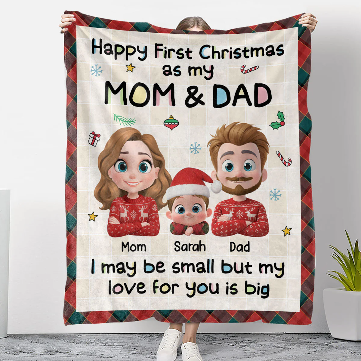 First Christmas With Mom And Dad - Personalized Custom Fleece Blanket