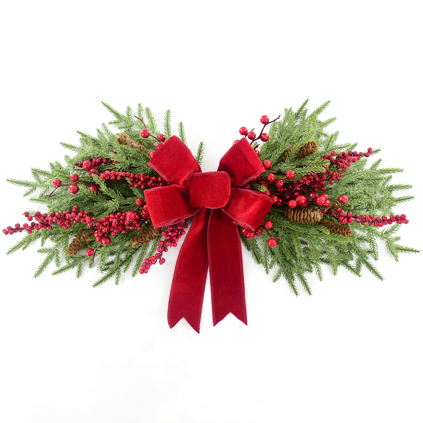 Christmas Swag with Red Berries & Pinecones