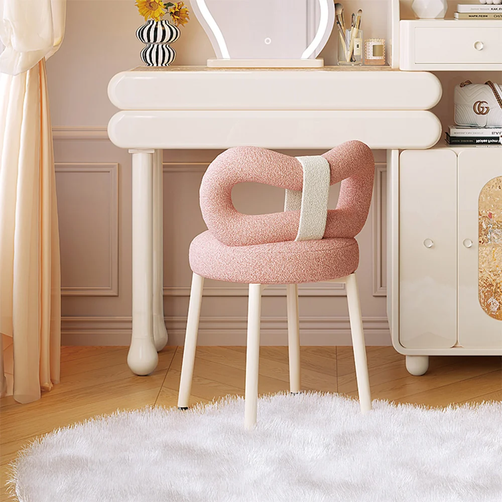 NÓVORA CASA cremoso Vintage maquillaje sillón suave Rosa mariposa sillón