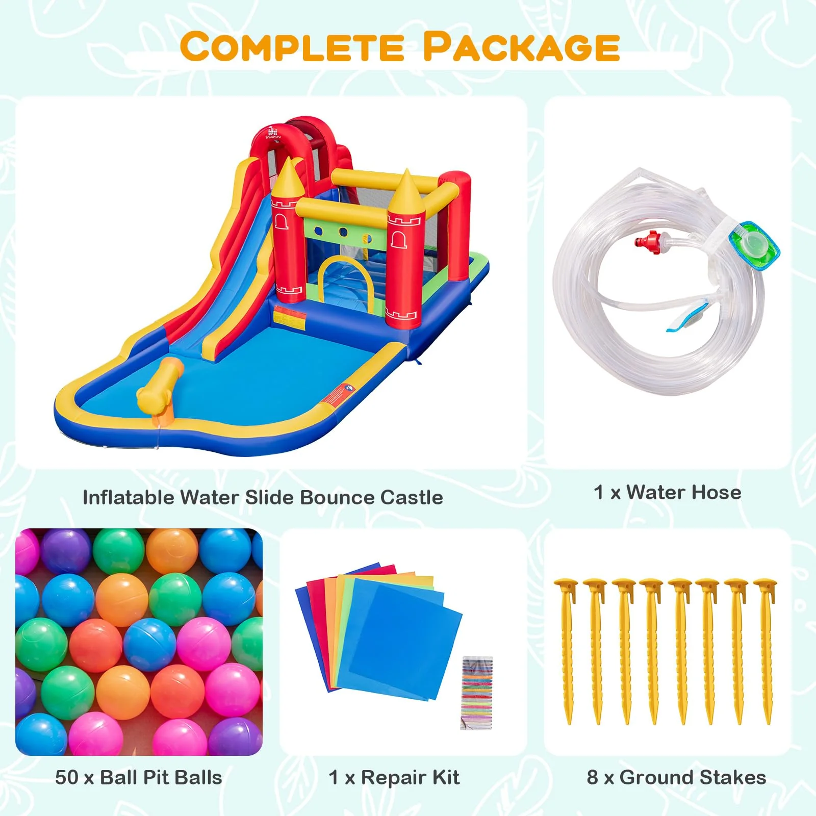 BOUNTECH Inflatable Water Slide, 9 in 1 Bounce House Water Slide Combo, Blow up Bouncy Castle Water Slides