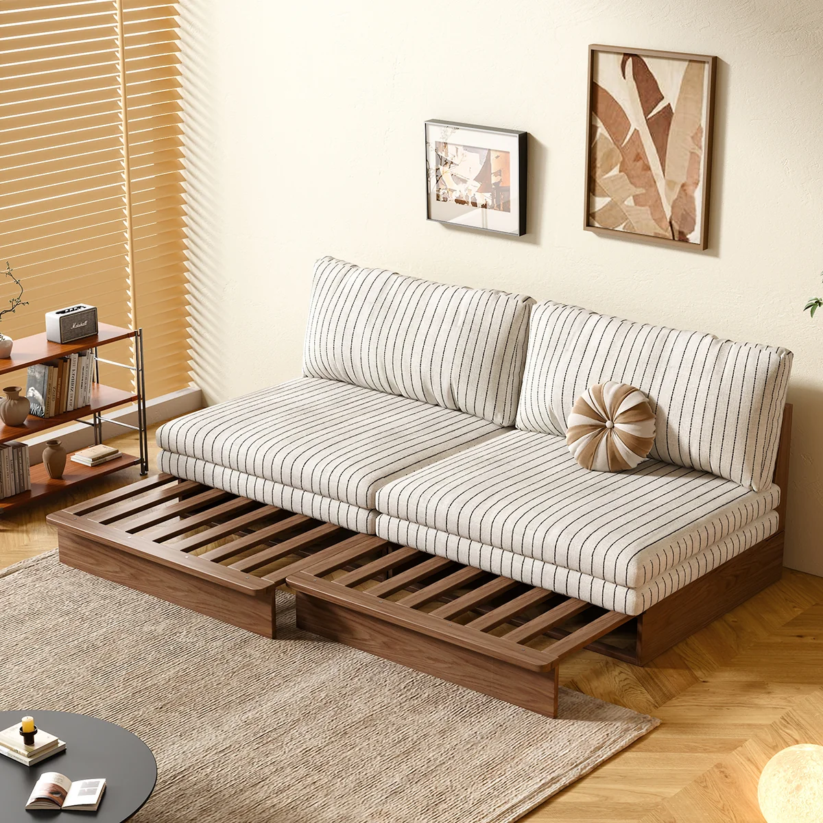 NÓVORA CASA 100% Madera maciza estructura modulable Sofá cama– flexible tamaño & DIY configuraciones