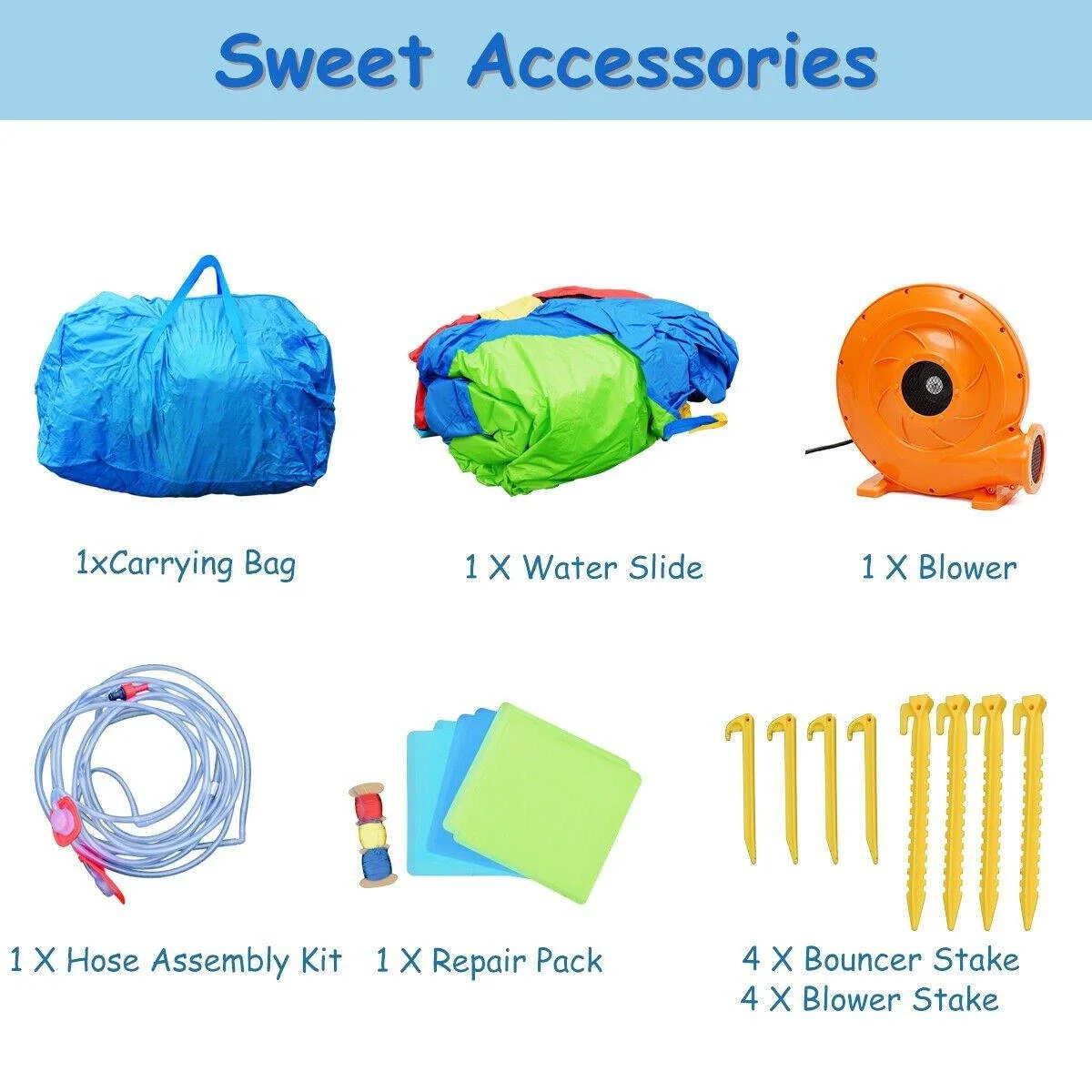 BOUNTECH Inflatable Water Slide, Hippo Themed Kids Waterslide Park for Outdoor w/Long Slide