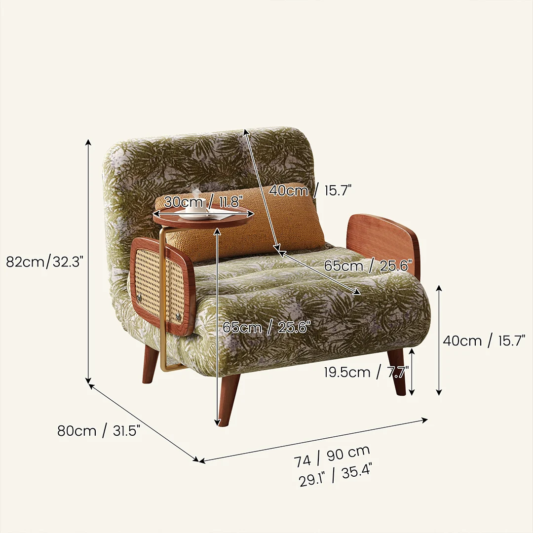 NÓVORA CASA mediados siglo Moderno transformable sillón cama sofá| botánico jacquard Tapizado cama sofá de dos plazas para pequeño espacios & departamentos