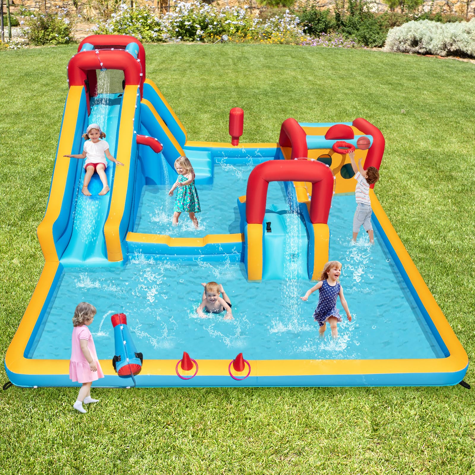 BOUNTECH Inflatable Water Slide Park 9-in-1 Giant Water Bounce House