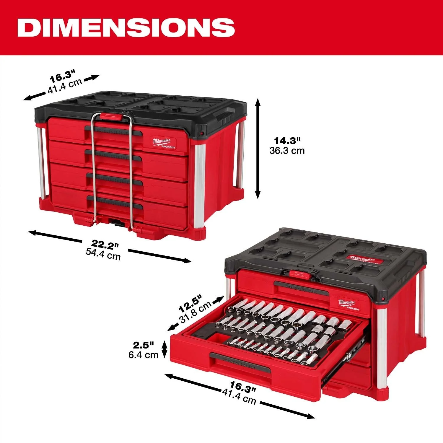 Milwaukee 48-22-9491 242pc. 1/4”, 3/8”, & 1/2” Drive Metric & SAE Ratchet/Socket Set w/ Tool Box