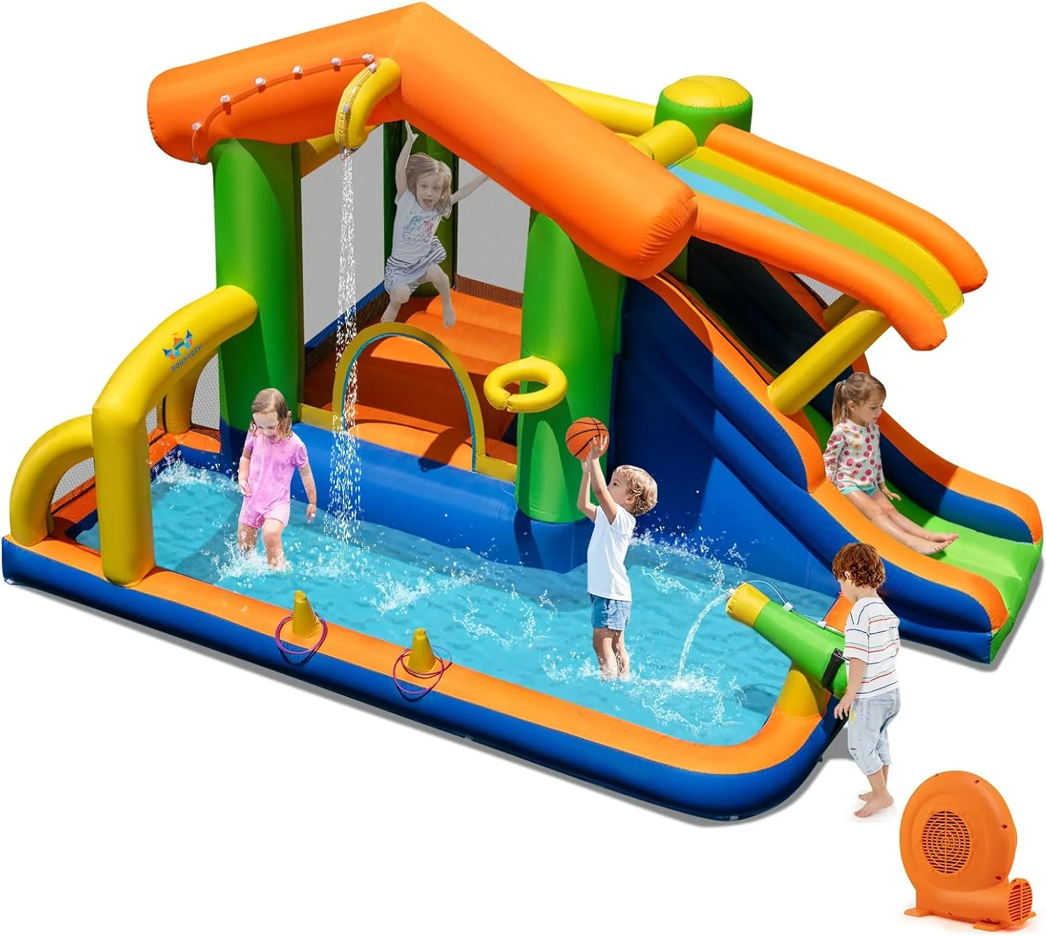 BOUNTECH Inflatable Water Slide 8-in-1 Playhouse Bouncy Castle Water Slide