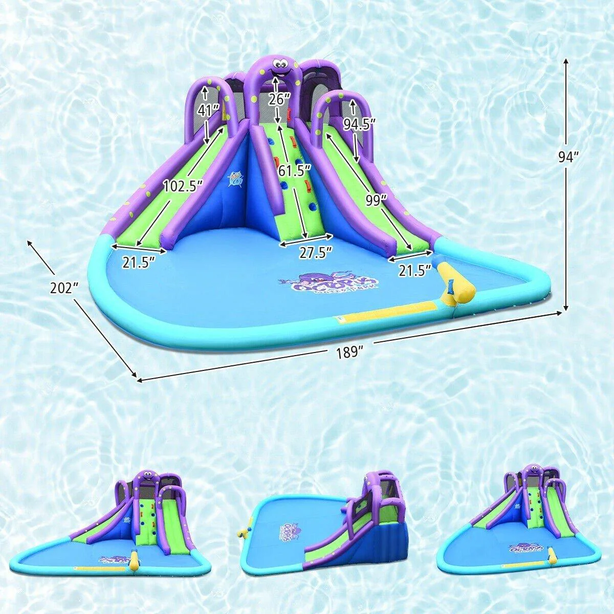 BOUNTECH Inflatable Water Slide, 18x16.5FT Mega Kids Waterslide Park Bounce House w/Dual Slides
